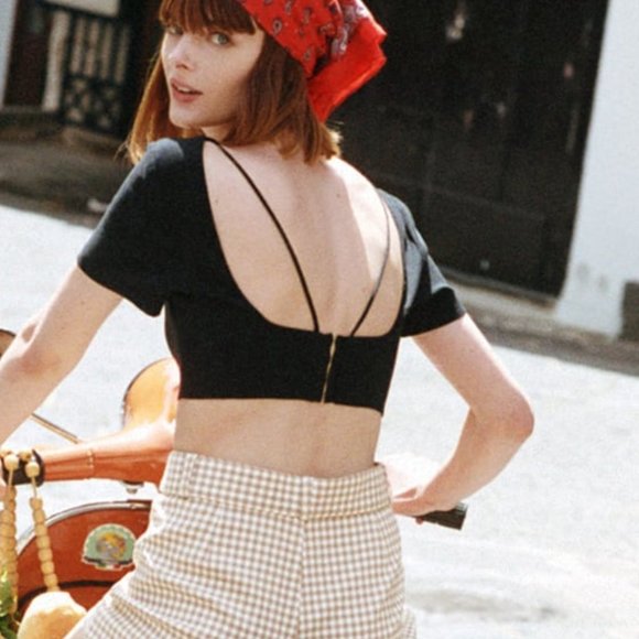 ZARA Linen Blend Crop Top - Picture 2 of 16